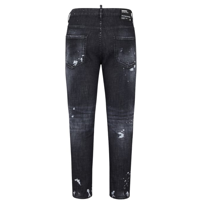 Dsquared2 Skater Jean Gescheurde dijen Verfspatten Zwarte wasjeans