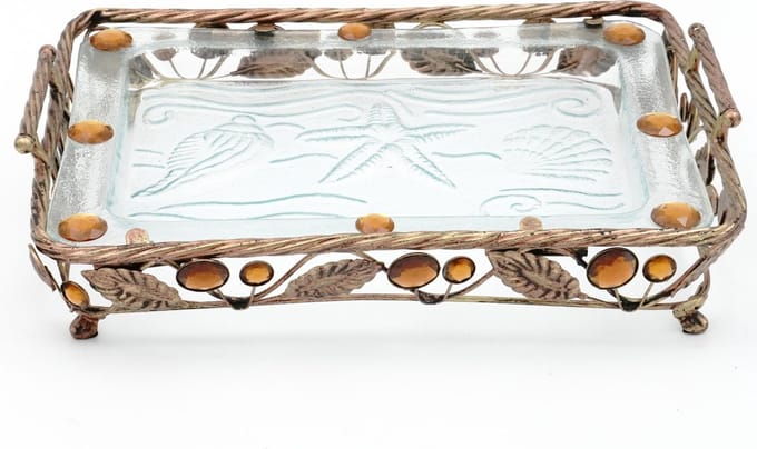 Glas Decoratie Schaal - Brons - 37x25 cm