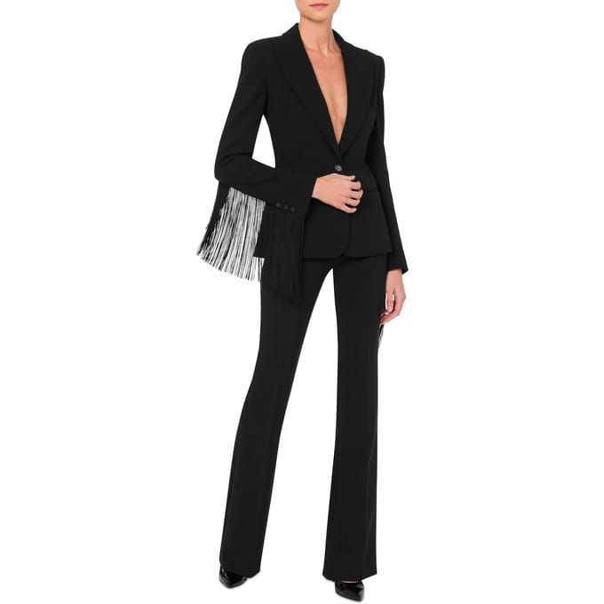 Moschino Fringed Crepe Jacket Black Taglia: 38 | Outlet | Donna | Nero