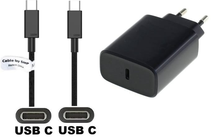 OneOne 20W snellader + 0,5m sterke USB C naar C kabel. PD lader. Oplader adapter past op Kobo (Rakuten) eReader Elipsa, Elipsa 2E, Sage, Libra 2, Libra Colour, Clara 2E, Clara Colour, Clara BW - Kindle (Amazon) Scribe