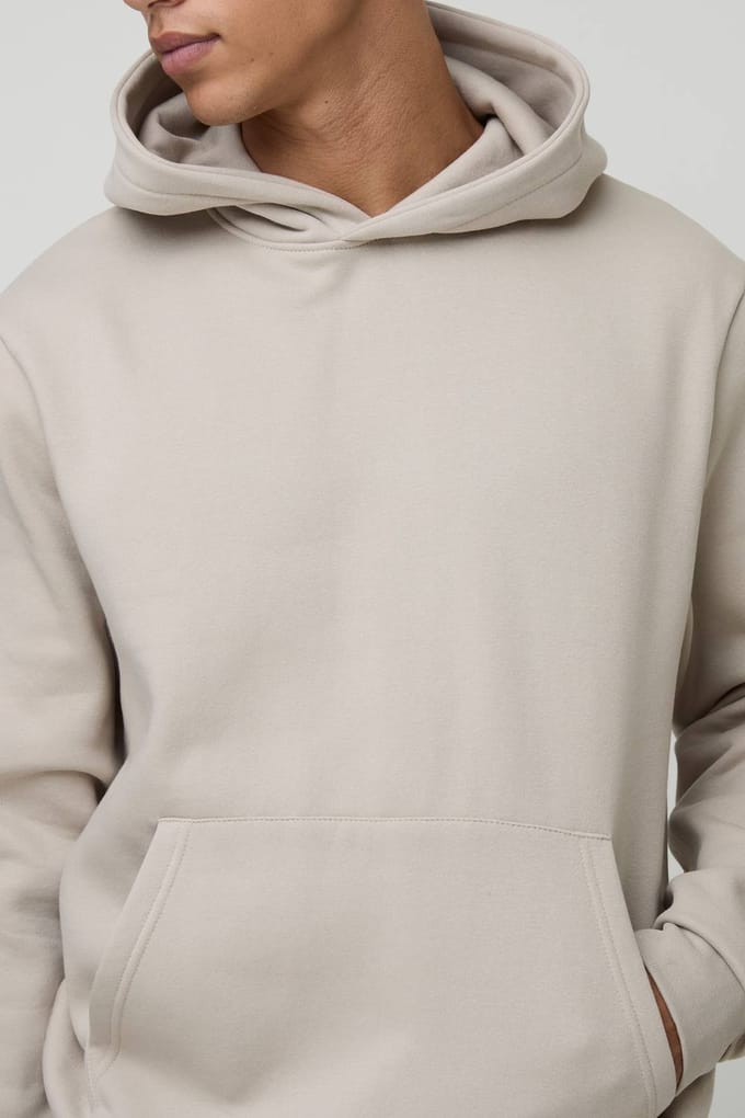 Tall Essential Boxy Over the Head Hoodie | Stone | Size Medium