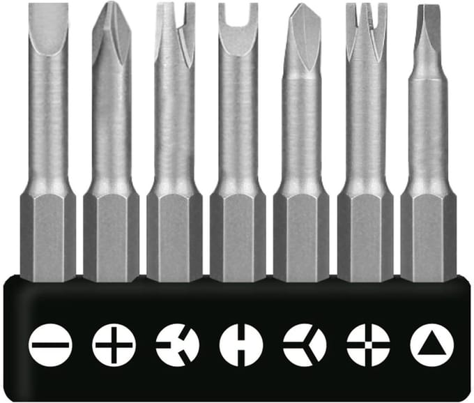 7-delige speciale schroevendraaierset met driehoekige bits en diverse formaten voor precisiewerk