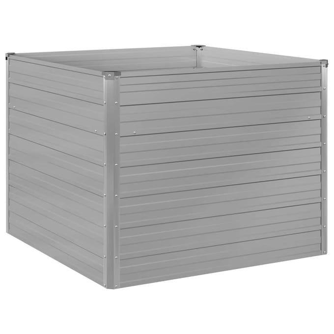 vidaXL - Plantenbak - verhoogd - 100x100x77 - cm - gegalvaniseerd - staal - grijs