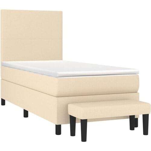 vidaXL - Boxspring - met - matras - stof - crèmekleurig - 80x200 - cm