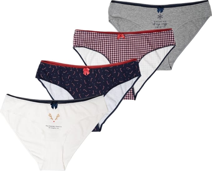 Happy Shorts Dames Kerst Slips Onderbroeken 4-Pack - Maat XL