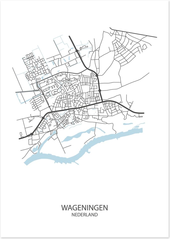 Poster Wageningen | Plattegrond | 29,7 x 42,0 cm (A3)