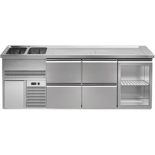 GGM Gastro Biertheke Premium PLUS - 2500x700mm - 1 Glastür & 4 Schubladen