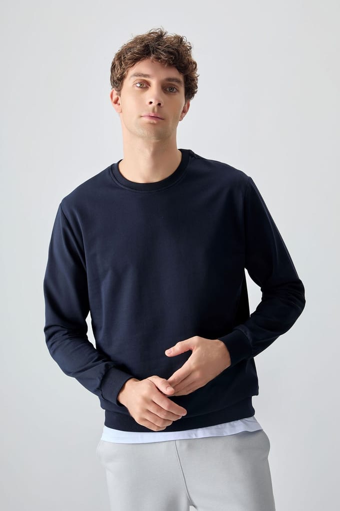 Heren Effen Rundhals Sweatshirt