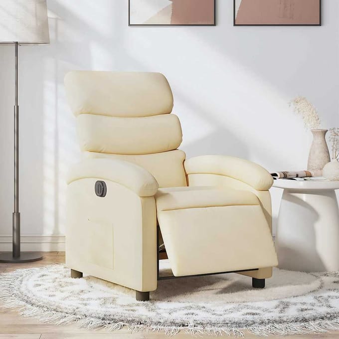 vidaXL - Fauteuil - verstelbaar - elektrisch - stof - crèmekleurig