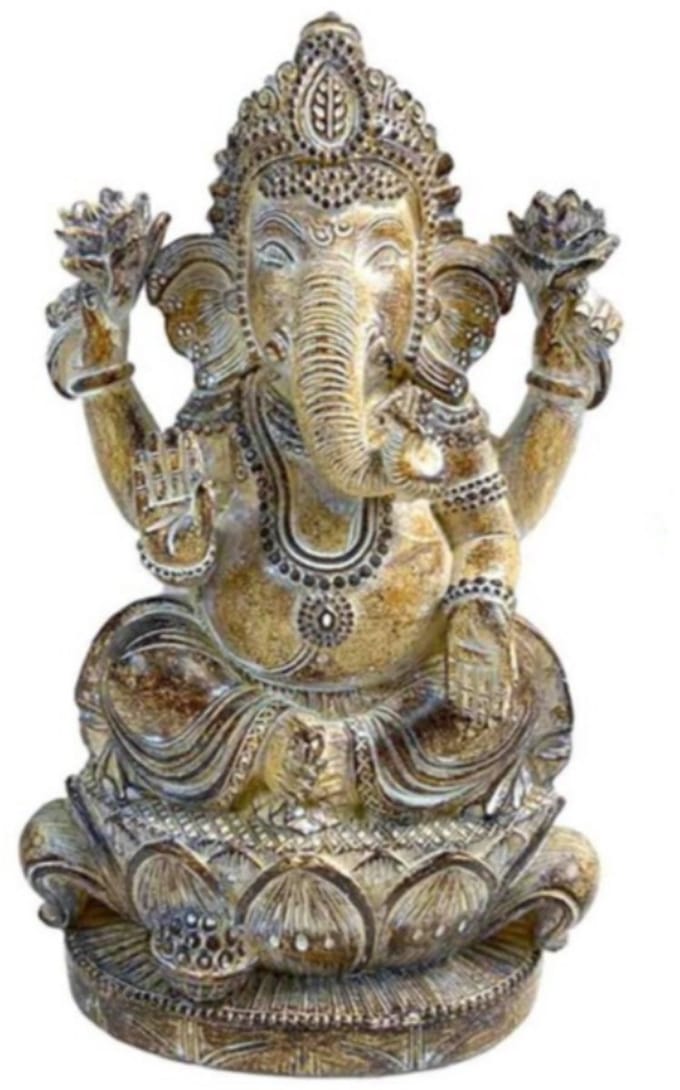 Ganesha - Antiek look Beeld 19cm. - God van voorspoed