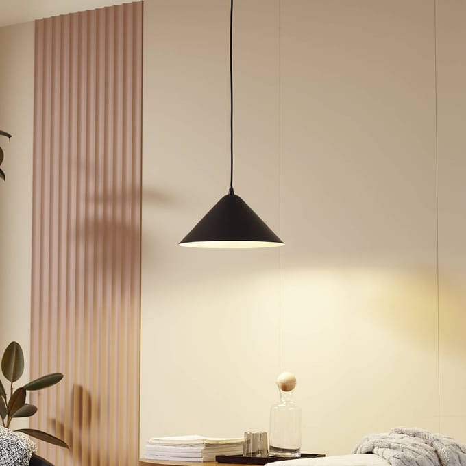 Lindby - hanglamp - 1licht - Metaal - H: 16 cm - E27 - zwart