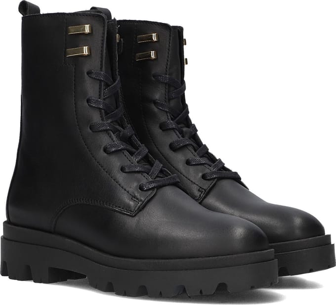 Hip H1626 Veterboots - Laarzen Met Veters - Meisjes - Zwart - Maat 33
