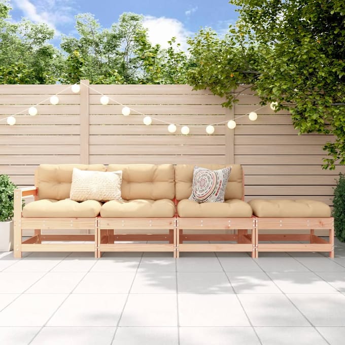 vidaXL - 4-delige - Loungeset - massief - grenenhout