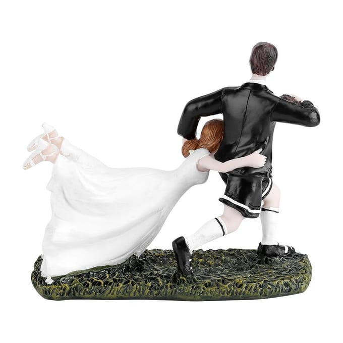 Figurine de couple de mariées dansantes romantiques, décoration de gâteau de mariage black