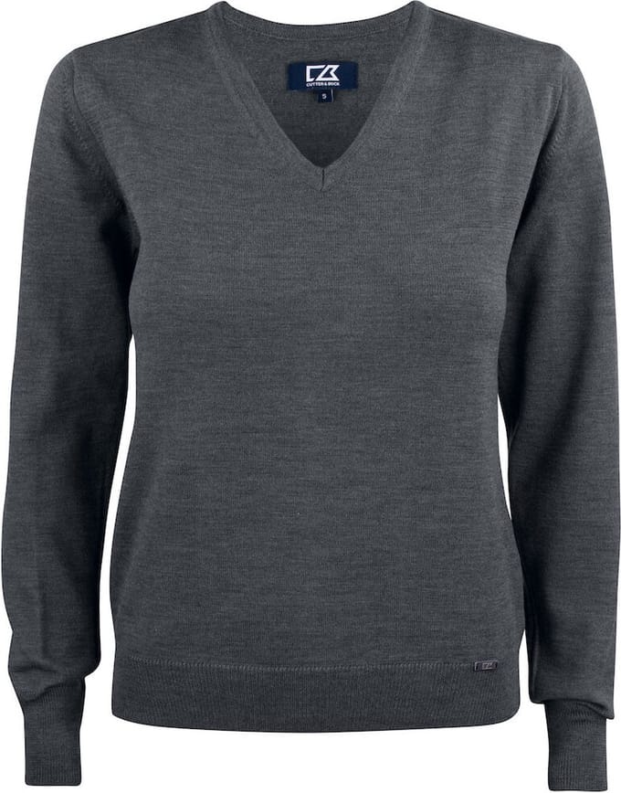 Cutter & Buck Everett V-neck Dames 355431 - Antraciet Melange - S