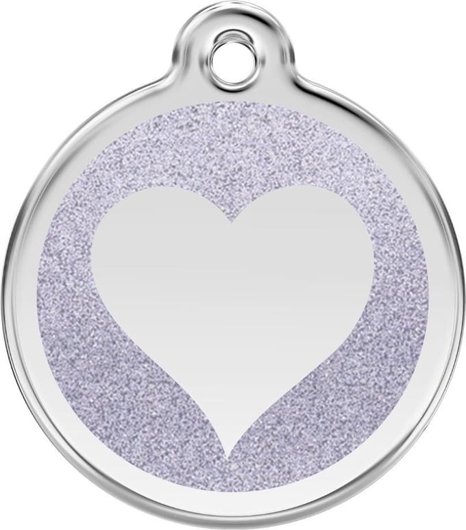 Red Dingo Hondenpenning 38 mm hart glitter zilverkleurig