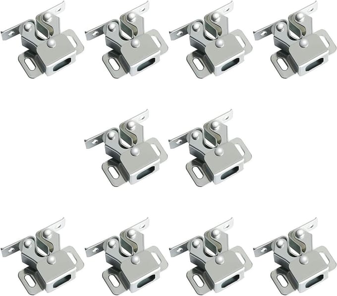 10 Stuks Dubbele Roller Slot voor Keukenkastdeuren, Veiligheidsvergrendeling en Kastrollers (Wit)