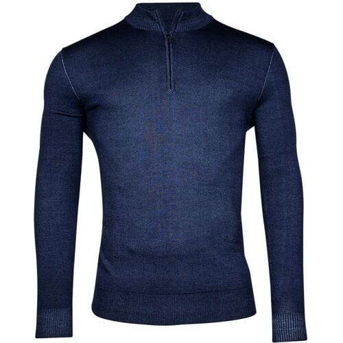 Thomas Maine Trui Half Zip Single Knit Dye Wash Jeans Blauw / male