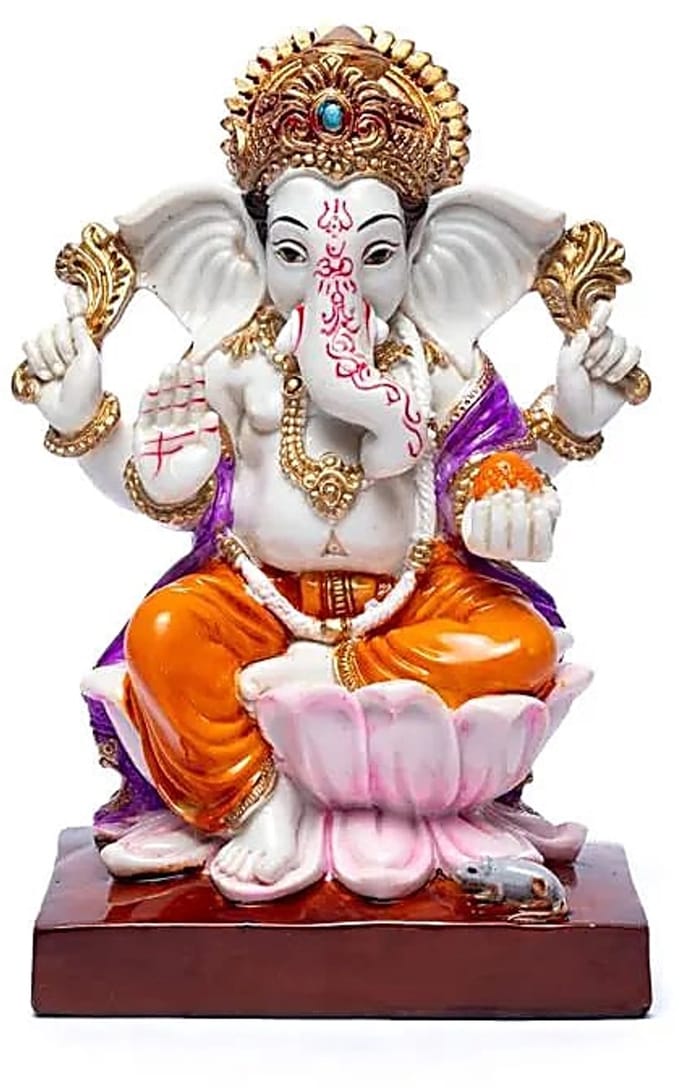Ganesha beeld – Ganeshabeeld op Lotustroon – 19 cm