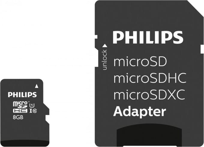 Philips FM08MP45B Micro SDHC kaart - 8GB - Class 10 - UHS-I - inclusief SD adapter