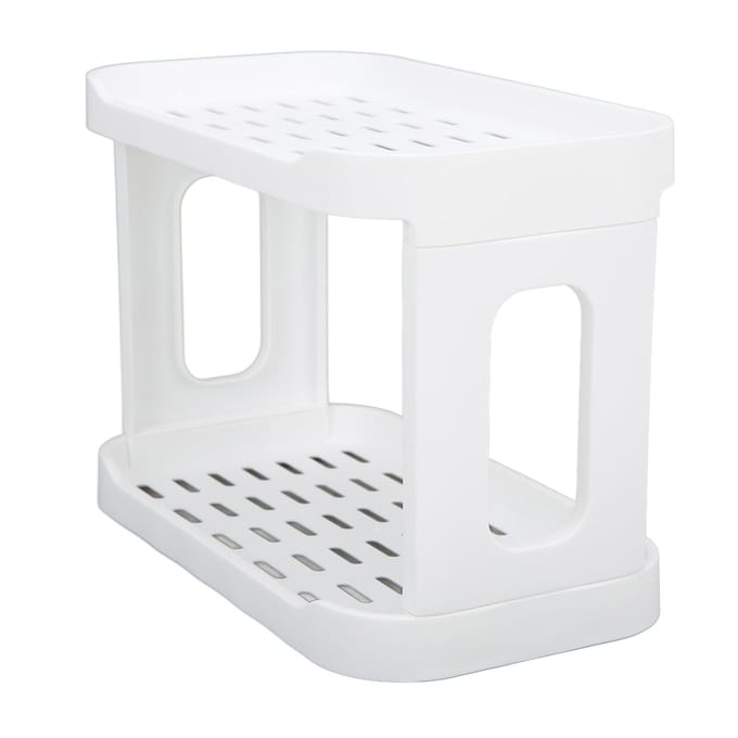 Dubbellaags bureau opbergrek grote capaciteit hekdesign wit cosmetica bureau plastic white