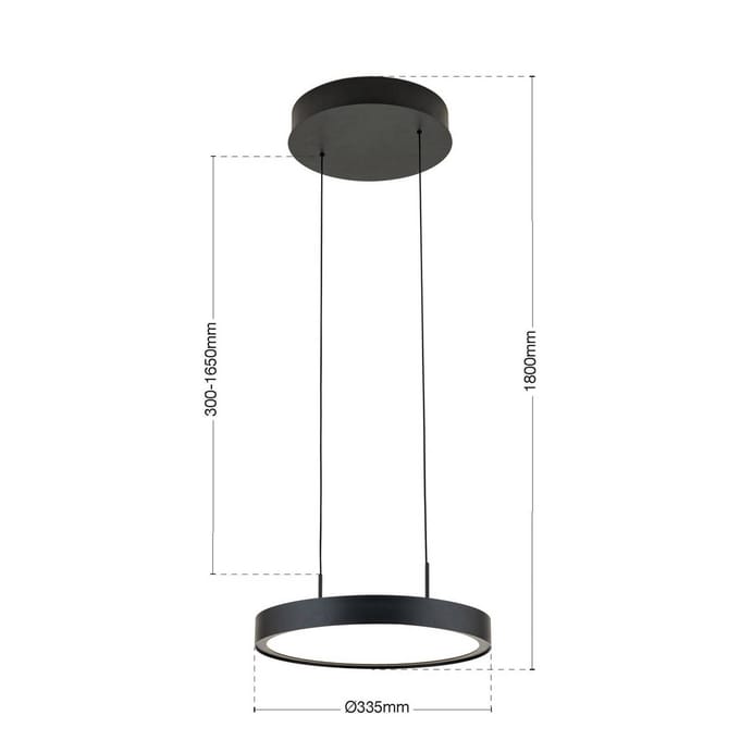 ORION LED hanglamp Teide, zwart, 1-lamp, metaal, 2.700 K