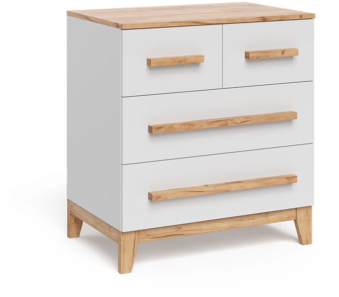Vitalispa Malia Dressoir – 80 x 88 cm met 4 laden Wit/Kunstnijverheid