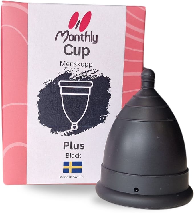 MonthlyCup menstruatiecup van medische siliconen - Plus - L - Zwart
