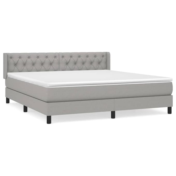 vidaXL - Boxspring - met - matras - stof - lichtgrijs - 160x200 - cm