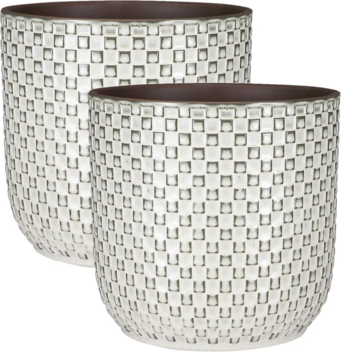 Mica Decorations - Plantenpotten/bloempotten 2x stuks - Keramiek - D21/H20 cm