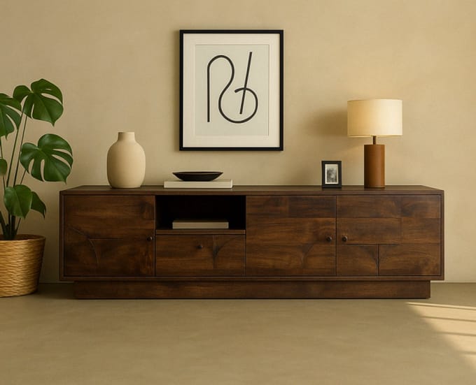 Tv meubel Kaapstad mangohout 190 cm - Walnoot