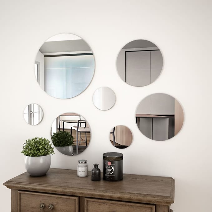 vidaXL - Wandspiegelset - rond - glas - 7-delig