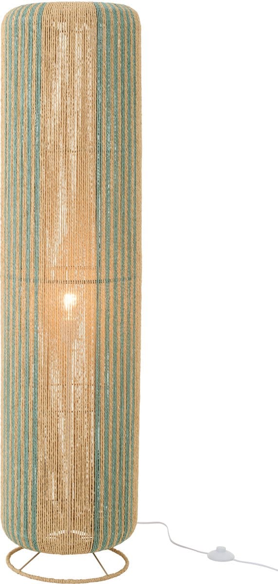 J-Line lamp Touw Cilinder - metaal - turkoois/naturel - large