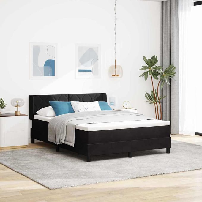 vidaXL - Boxspring - bed - met - hoofdeinde - Zwart - 200 - x - 140 - cm - Fluweel