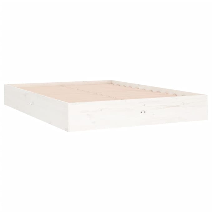vidaXL - Bedframe - massief - hout - wit - 140x190 - cm