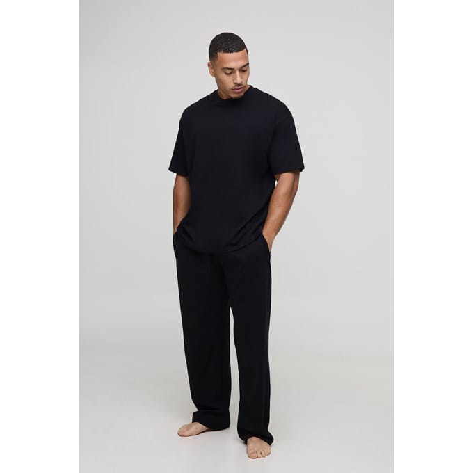 MAN Loungewear Oversized T-Shirt And Relaxed Jogger Set | Black | Size Medium