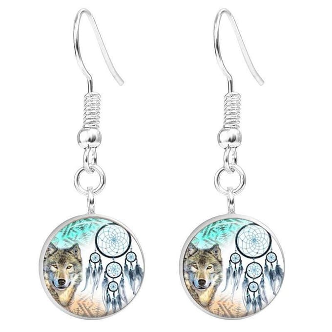 Ensemble de collier et boucles d'oreilles pour femme, attrape-rêves créatif, ensemble de bijoux, Mandala, temps white