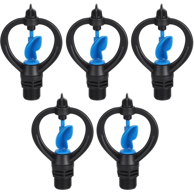 5 Pièces Filetage Mâle G1/2 Arroseur d'Eau de Jardin Pelouse Tête de Pulvérisation d'Arrosage Outil d'Irrigation black