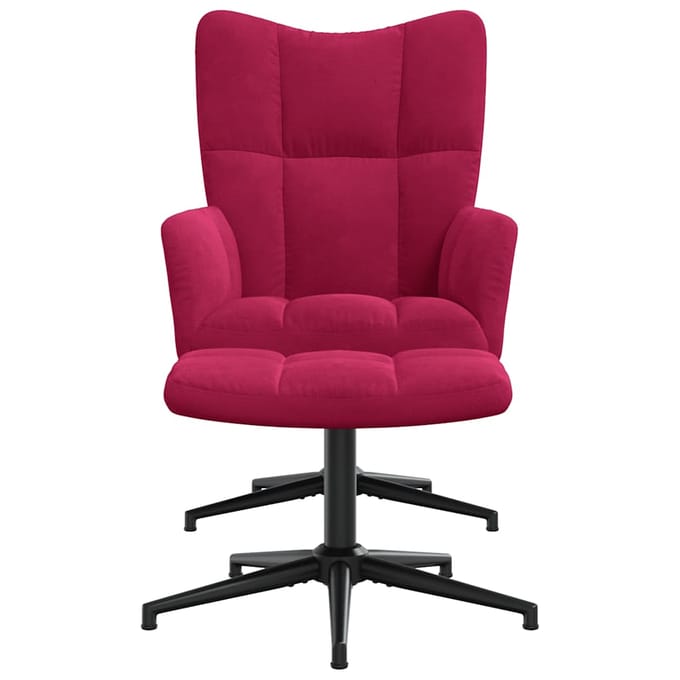 vidaXL - Relaxstoel - met - voetenbank - fluweel - wijnrood