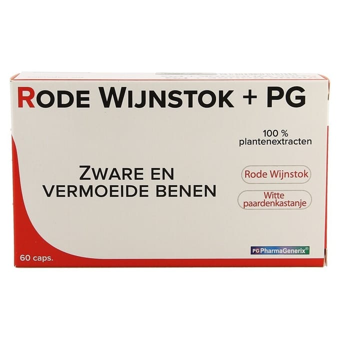 Pharmagenerix Rode Wijnstok 60 Capsules | Zware En Vermoeide Benen