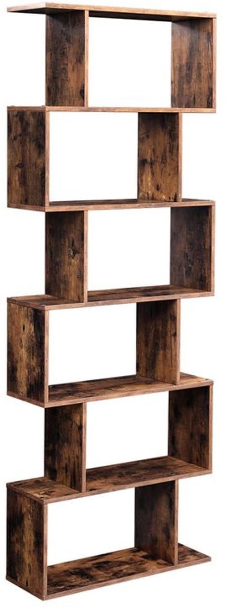 Songmics - Vrijstaande Boekenplank - 190,5 cm - Bruin - Functioneel - Eenvoudige Montage
