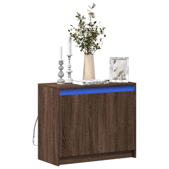 vidaXL - Dressoir - met - LED - 72x34x61 - cm - bewerkt - hout - bruin - eikenkleur