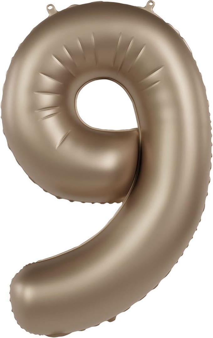Folieballon Cijfer 9 - Starlight Gold - Satin Gloss - 86 cm