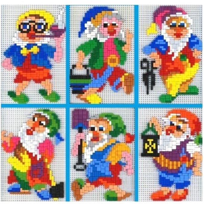 Stickit ministecksystem hardwerkende kabouters, 6 in 1, ca. 2.600 steentjes