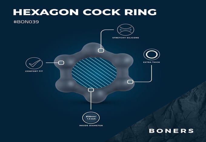 Boners Hexagon Cockring Met Stalen Kogels