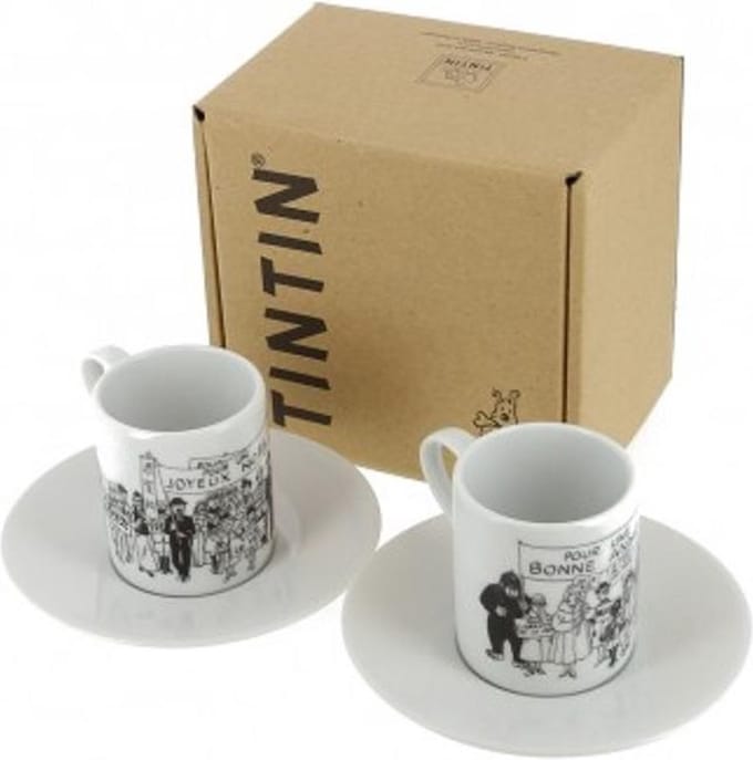 Kuifje Set van 2 Espresso Kopjes B&W 1972