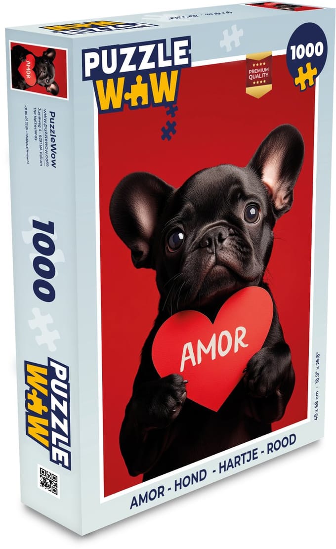 Puzzel Amor - Hond - Hartje - Rood - Legpuzzel - Puzzel 1000 stukjes volwassenen