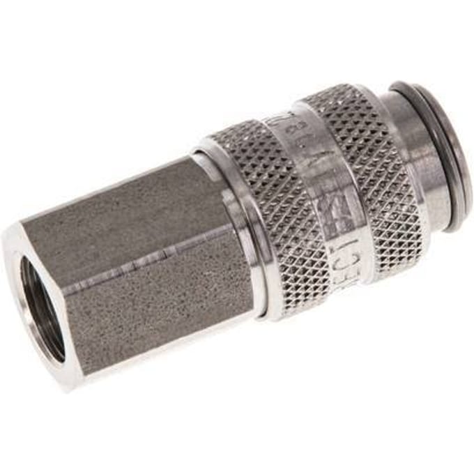 RVS 306L DN 5 Luchtkoppeling Snelkoppeling G 1/8 inch Binnendraad Double Shut-Off - CLS5-F-SSL-SV-P-018
