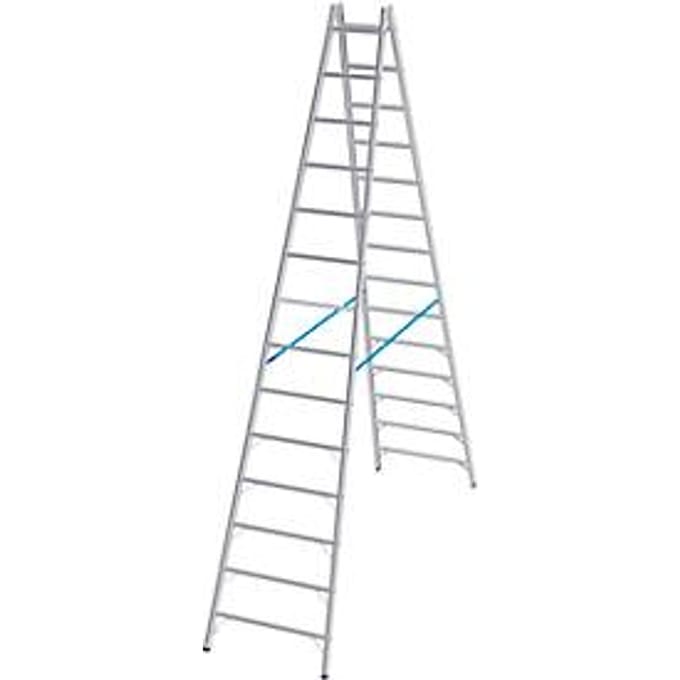 Dubbele trapladder, van aluminium, 2x 16 sporten