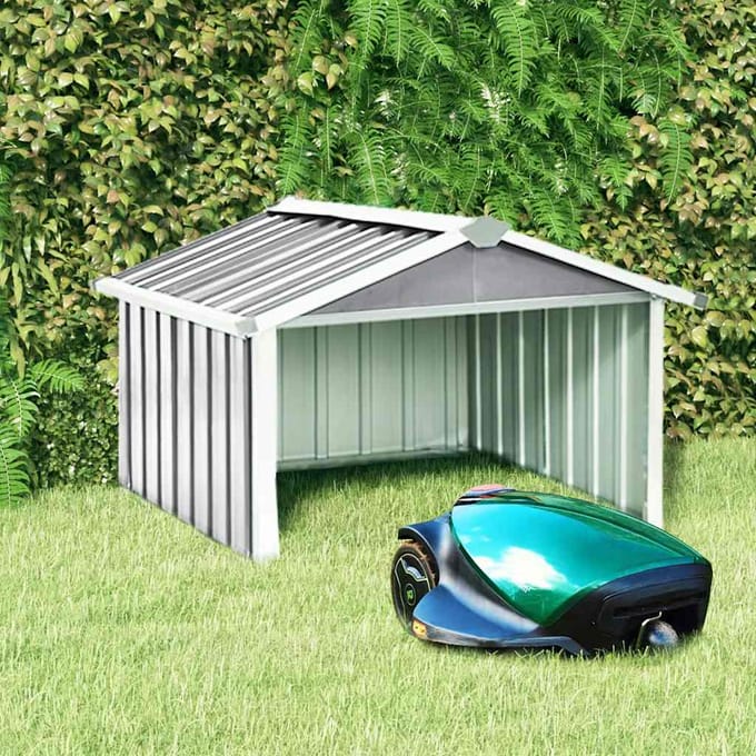 vidaXL - Overkapping - voor - robotmaaier - 92x97x63 - cm - staal - grijs